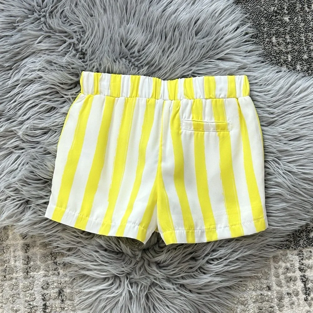 Someone‎ Kids Stripe Shorts 140/10Y Yellow/White Vertical Stripes Elastic Waist